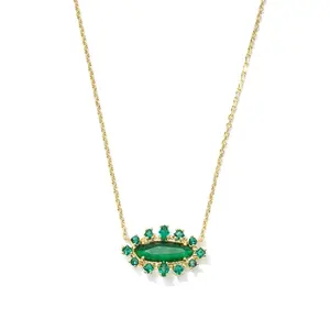 Kendra Scott Eva Crystal Framed Pendant Necklace - Green Mix