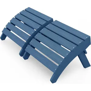 Must-Have Folding Ottoman Set of 2! Portable Outdoor Footrest Foot Stool for Adirondack Chair, Easy Assembly HIPS Plastic All-Weather Patio Garden Backyard Pool Lounge - Navy Adjustable