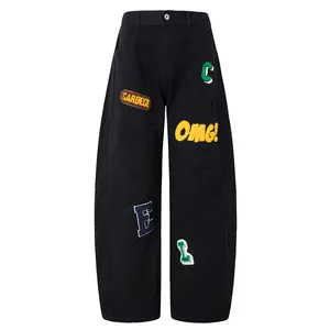 YYK brand Men's jeans, casual and comfortable embroidered OMG jeans, suitable for everyday wear, fashionable men's bottoms for spring and autumn, streetwear.