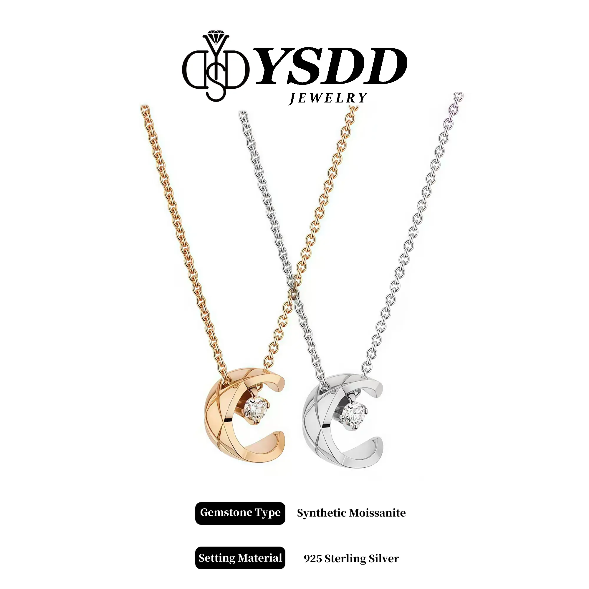 【10.11 】Ethereal Dancing Moon Necklace 1/2CT vvs Synthetic Moissanite Necklace in 925 Sterling Silver Dropnecklaces