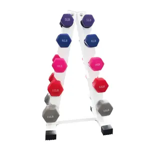 Hex Dumbbell Set	6-10 Pairs 5-15Lbs Iron Rubber Coated	Non-Slip Vertical Storage Rack	Home Gym Strength Training Free Weights