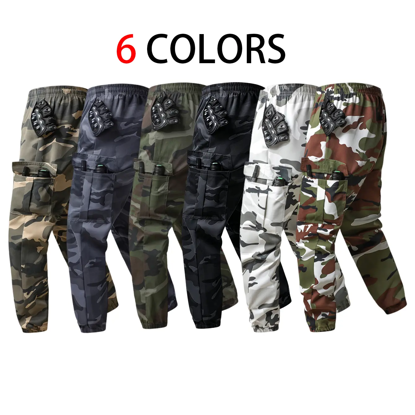 Men's Camo Cargo Pants Relaxed Fit Tactical Utility Joggers, Multi Pocket Outdoor Work Pants with Elastic Waist, Streetwear Hiking Camping Fishing Cargo Pants for Men, Loose Fit Casual Military Camouflage Pants, Durable Travel Daily Wear, Army Style Pants