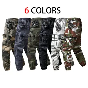 Men's Camo Cargo Pants Relaxed Fit Tactical Utility Joggers, Multi Pocket Outdoor Work Pants with Elastic Waist, Streetwear Hiking Camping Fishing Cargo Pants for Men, Loose Fit Casual Military Camouflage Pants, Durable Travel Daily Wear, Army Style Pants