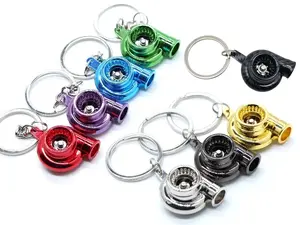 Turbo Keychain Metal Spinning Turbocharger Automotive Mini Car Part Keychain Key Ring