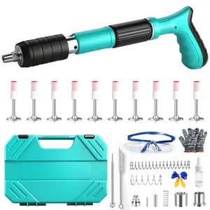 Concrete Nail Gun Kit – Adjustable Power, Easy One-Hand Use, High Penetration, Widely Applicable for Furniture, HVAC, Piping – Portable Pro Fastening Tool