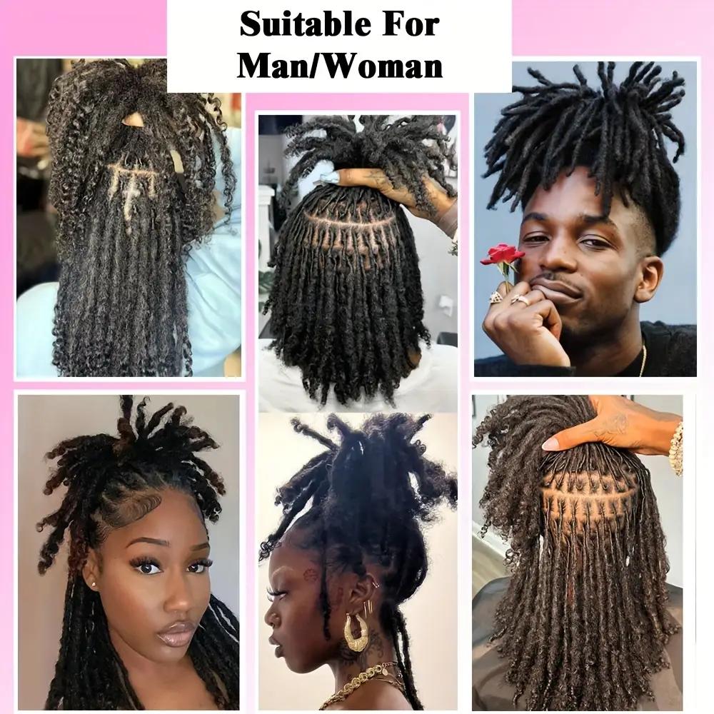 8 Inch Natural Black Dreadlock Extensions with Curly Ends | 20 Strands Fully Handmade Permanent Locs for Women, Soft Dread Texture Hair Extensions