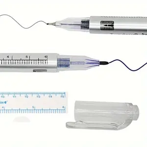 Double Head Surgical Eyebrow Tattoo Skin Marker Pen, Tools & Accessories, Tattoo Marker Pen with Measuring Ruler, Microblading Essentials