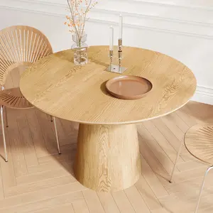 43 inch Wooden circular dining table, modern minimalist round table, MDF colored table