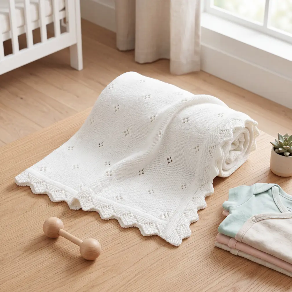 Baby Knitted Blanket Newborn Heart Print Swaddle Wrap Solid Color Crochet Soft Comfortable Lightweight Blanket for Summer Perfect Baby Gift for Holidays  baby announcement blanket baby nursery blanket muslin swaddle blanket soft thin baby blanket
