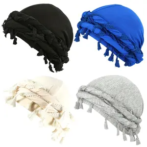 4pcs Funky Retro Tassel Headbands & Pirate Hats - Modal, Stretch Fabric for Men, Funky Personality Style