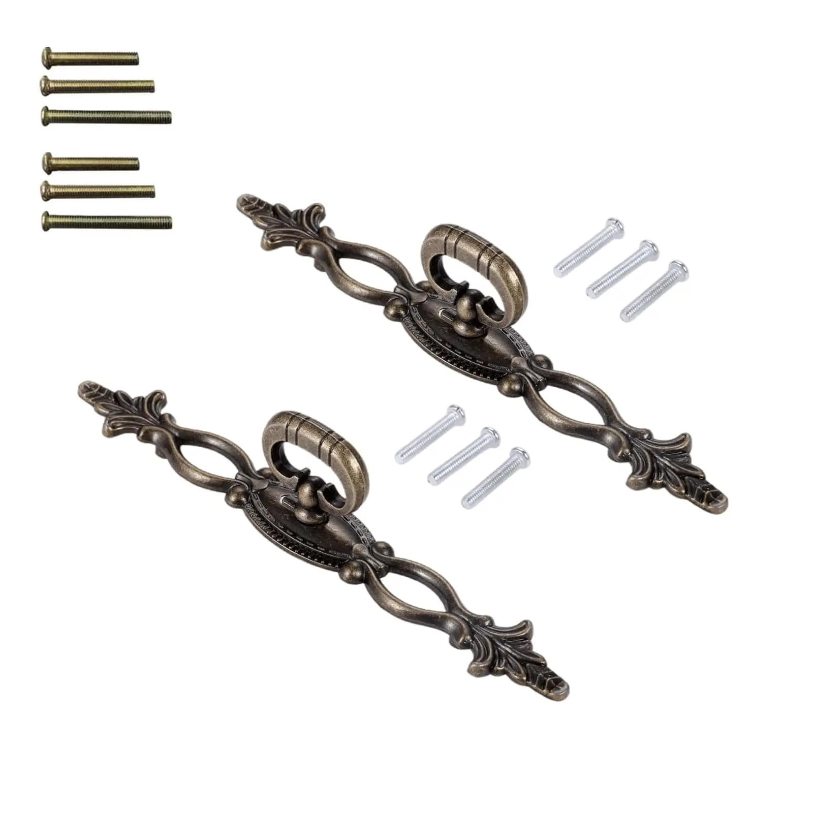 2Pcs Vintage Style Pulls Handles  Antique Bronze Hollow Decor Cabinet Knobs for Furniture Drawer Dresser Closet Wardrobe Cupboard with Screw 6.30"x0.87"x1.34"