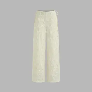 Cider [size 2-10] Low Rise Solid Texture Knotted Wide Leg Trousers