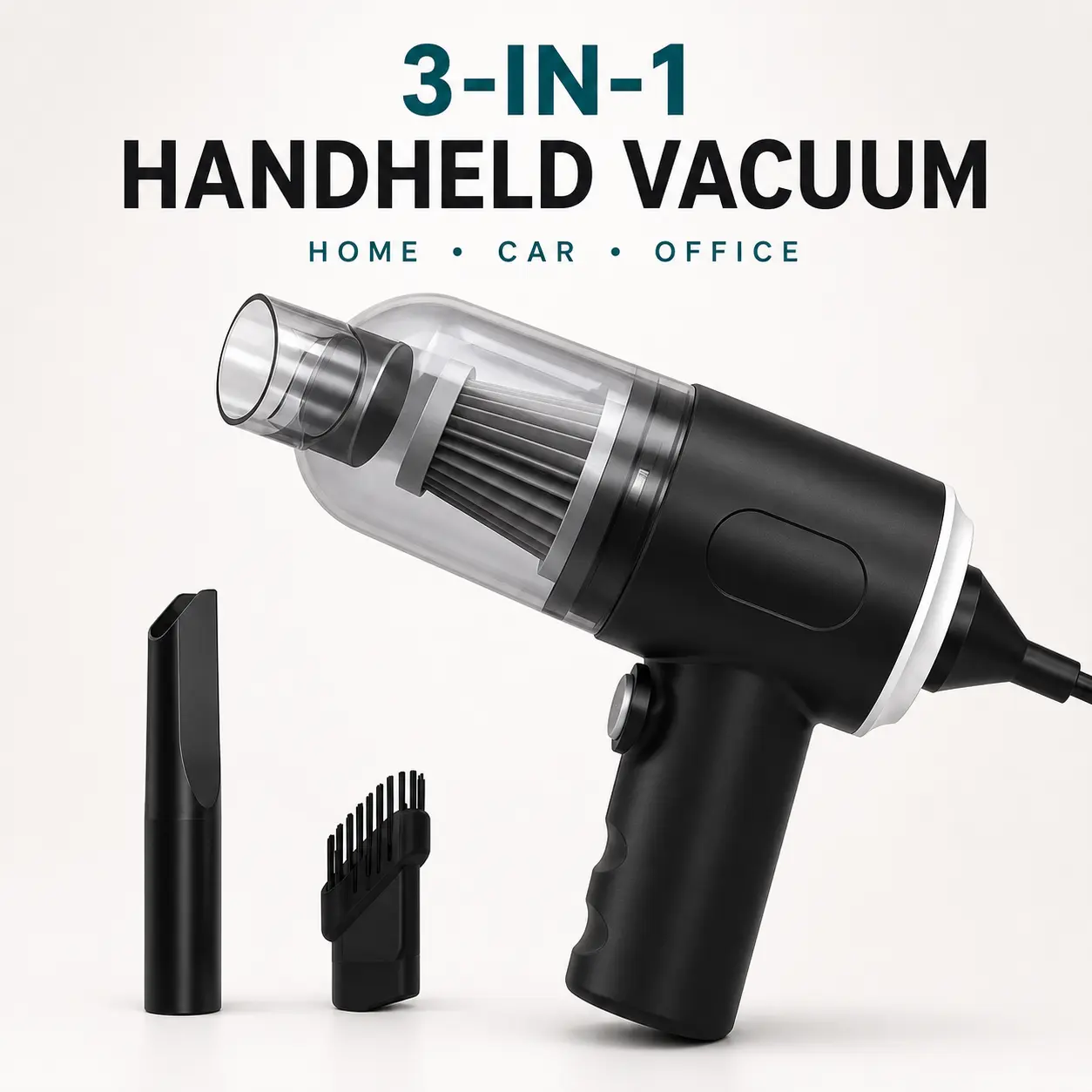 AS-228 Cordless Handheld Dry Vacuum, Compact 3-in-1 Cleaner for Car Seats, Keyboards, Sofas and Tight Spaces, Accessories Included