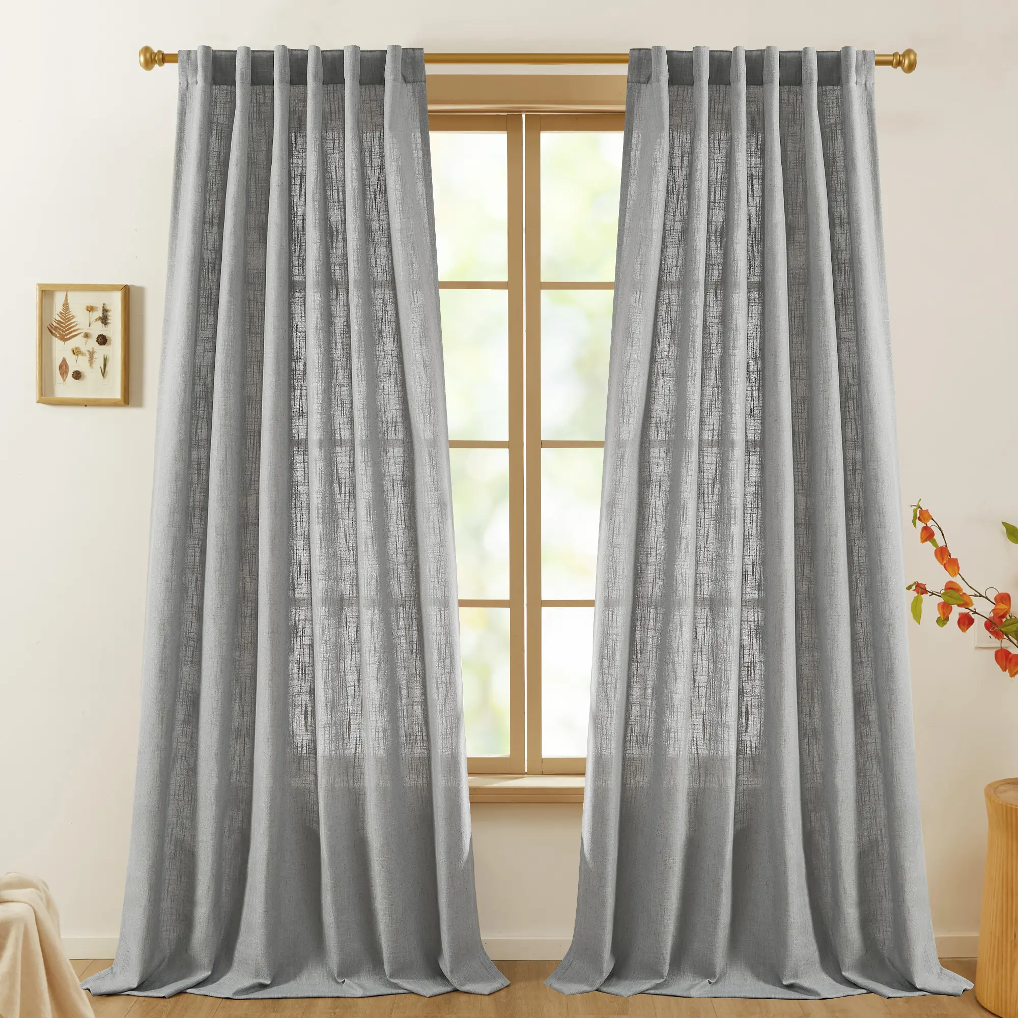 Deconovo Solid Sheer Curtains – Slub Texture with Clean Hidden Tab Header