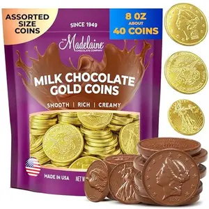 Madelaine Gold Chocolate Coins - Individually Wrapped Easter Candy Basket Fillers - Assorted Sizes 8 oz About 40 Pieces Easter Chocolates Gold Coins