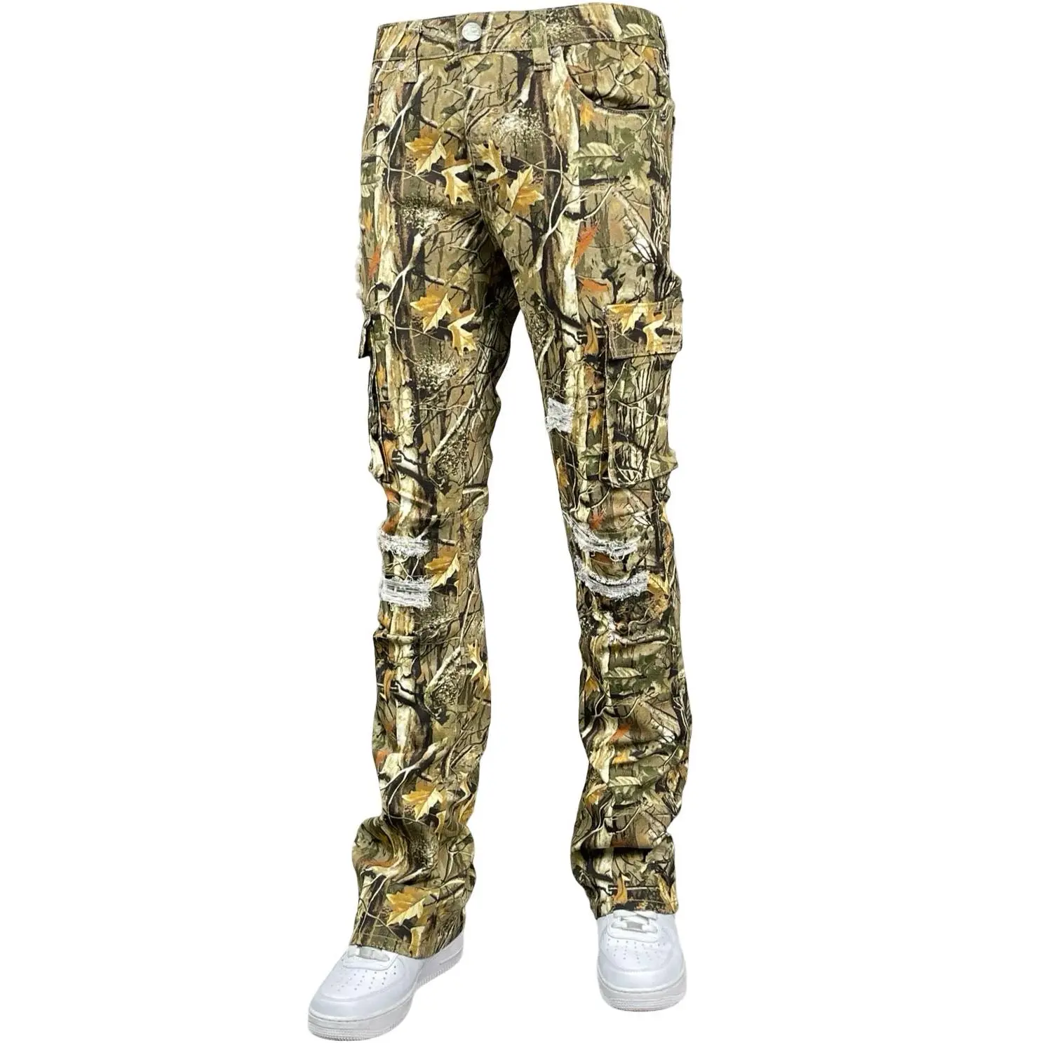CAMO CARGO STACKED PANTS