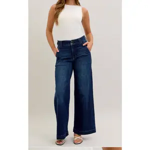 Judy Blue HW Wide Leg Trouser Jeans Short