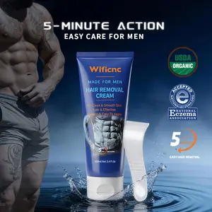 Wlficnc Gentle Depilatory Cream for Men | Body, Legs, Arms & Intimate Area | Works in 5 Minutes