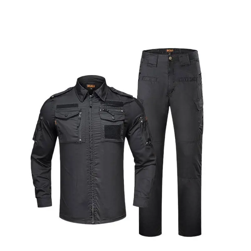 Men's Tactical Camouflage Workwear Set in Regular Fit Poly-Cotton Ripstop Fabric, Wear-Resistant Jacket & Pants with Reinforced Knees & Utility Pockets for Instructors, Menswear, Uniforms, Zippers, Map, Reflective