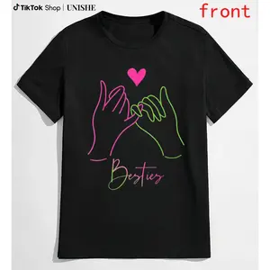 Unisex 100% Cotton Best Friend Tee Featuring Heart Hands Design – Casual Top