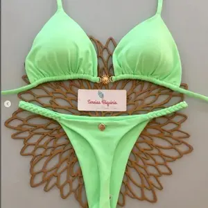 Print Sexy Bikini Sets Halter Lace-up Tops Thongs Beach Style Bathing Suit Y2k Swimsuits Women Beachwear Women's Swimsuit 2025 micro bikini