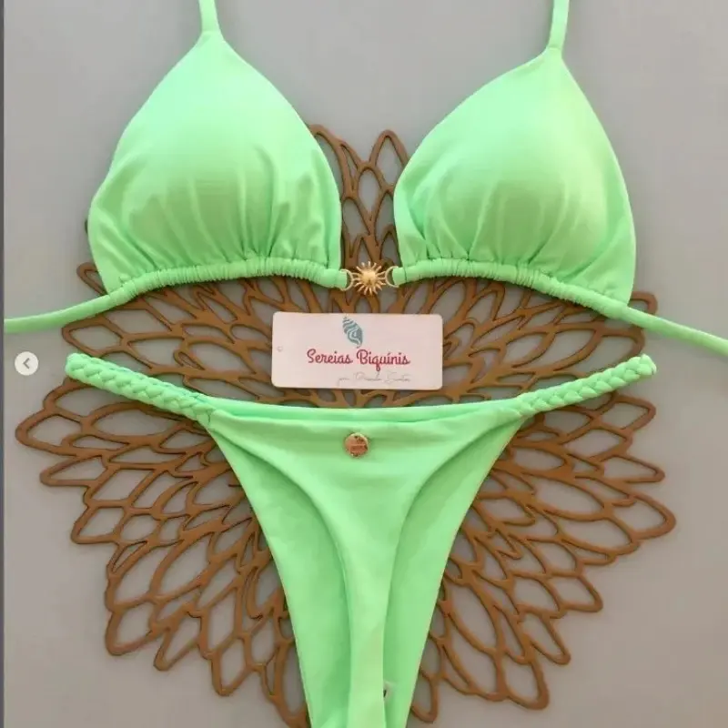 Print Sexy Bikini Sets Halter Lace-up Tops Thongs Beach Style Bathing Suit  Y2k Swimsuits Women Beachwear Women's Swimsuit 2025 micro bikini