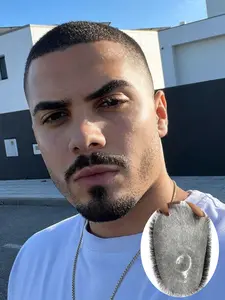 Hair System Buzz Cut Men‘s Toupee, Human Hair Handmade Breathable Ultra-Thin PU Material Base, 2026 New Arrival Invisible Bio-Scalp for Natural Appearance Daily Use