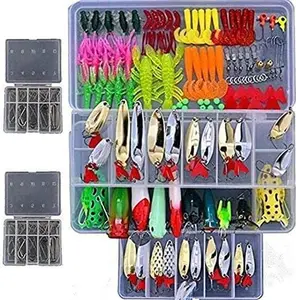 1 Set 226Pcs Fishing Lure Tackle Kit Bionic Bass Trout Salmon Pike Fishing Lure Frog Minnow Popper Pencil Crank Soft Hard Bait Fishing Lure Metal Spoon Jig Lure with Fishing Tackle Box