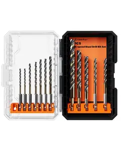Crosstar 12Pcs HSS Brad Point Drill Bit Set with Three Flutes Design for Carpenter Woodworking，Centered Design Prevents Drill Bit Chatter, Suitable for Hardwood, Plywood, Plastic