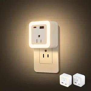 Night light, 2-Pack of night light inserted into the wall, insert night light, adjustable in 3 brightness levels, from dusk to dawn, Led night light, bedroom, bathroom, corridor warm white