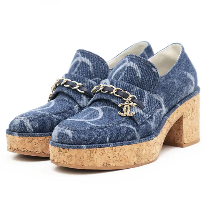 Pre-owned CHANEL Denim Small Leather Goods Loafer Loafer