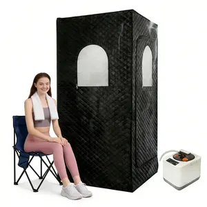 1200W Sauna Box, Portable Infrared Sauna with 5-Layer Waterproof, 1 Steamers, 1 Folding Chair, Outdoor, Gym, Spa