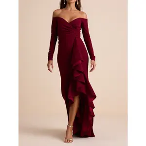 Lulus Notorious Perfection Black Off-the-Shoulder Ruffled Maxi Dress outfits Mesh Tropical Leopard Tube