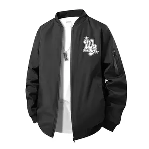 Men's Winter Bomber Jacket with Fleece Lining - Waterproof Zip Up Windbreaker Coat, Black Streetwear Outerwear with Utility Arm Pocket & Pen Holder