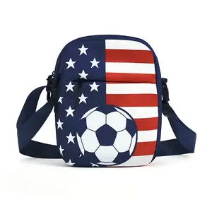 Backpack Tote for Men Women, Y2K USA Flag Soccer Print Crossbody Bag Shoulder Purse Sling Pack Travel School Work Everyday Stadium Match Event Gear