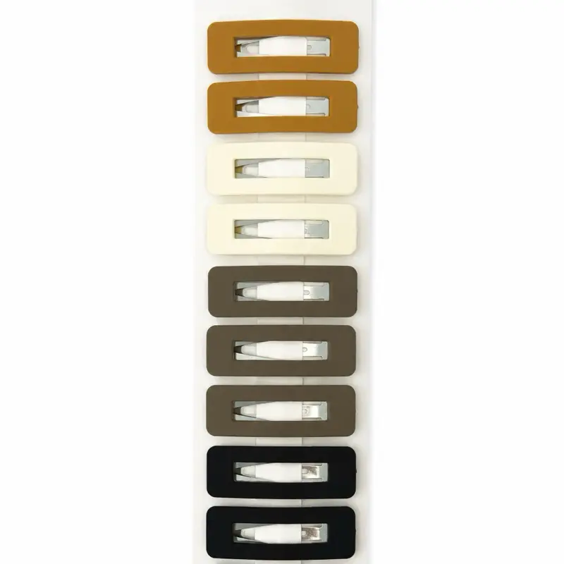 Women & Girls' 10PCS Matte Rectangle Hair Snap Clips, Minimalist Neutral Color Hair Barrettes