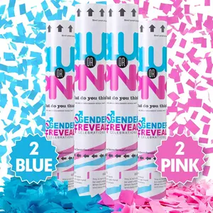 Gender Reveal Confetti Cannon, Set of 4 Mixed (2 Blue 2 Pink) Gender Reveal Confetti Cannon Popper, for Gender Reveal Decorations and  Gender Reveal Party Supplies, Pink&blue