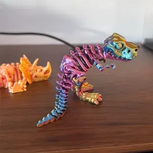 Flexi Factory 3D Printed T-Rex Skeleton Figurine Dino Lover Gift Decor 5.2'' Tall Standing or Lying Down Multiple Positions Home Decor