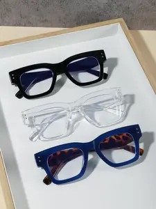Unisex Casual Trendy Tortoiseshell & Clear & Plain Color Glasses, Lightweight and Durable Square Eyeglasses for Daily Use, Fashion Accessories for Outdoor Activities
