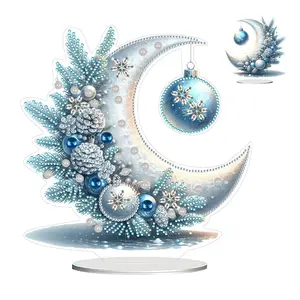 Acrylic Special Shaped Winter Moon Desktop Diamond Art Kits for Home Office