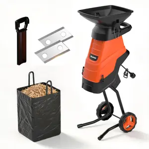 MAXLANDER 15-Amp Electric Wood Chipper Shredder, 1.75-Inch Cutting Capacity, Yard Waste Mulcher for Composting Branches & Twigs, Wood Chipper Shredder with Collection Bag