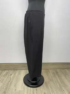 25" Flat Front Crop Black Pant