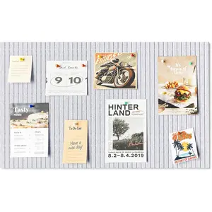 24 x 16" 0.35" Thick Foldable Large Decorative Felt Bulletin Pin Board Photo Display Vision Board with Self-Adhesive Tape for School Home Kitchen Office Walls Sliver Grey