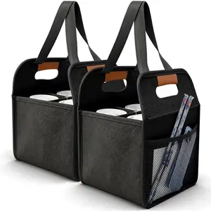 Foldable 4 Cup Drink Carrier with Handle,  Beverage Holder for Delivery Drivers, Office Workers &  Use, Portable Takeout Cup Carrier for Hot & Cold Drinks