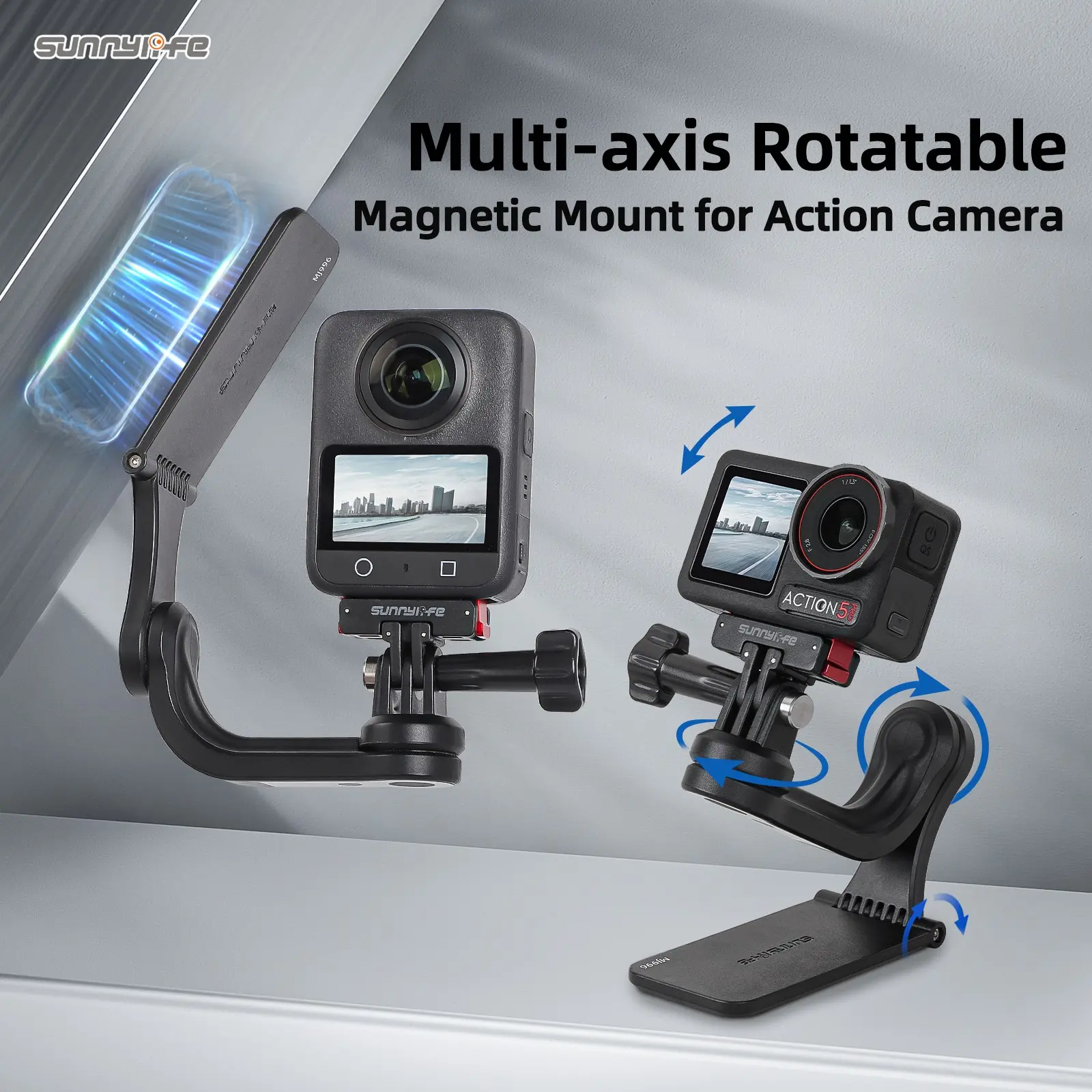 360° Rotatable Magnetic Camera Mount for Insta360 Dji Osmo Action and Gopro, Versatile Vlog Mount for Outdoor and Indoor Use