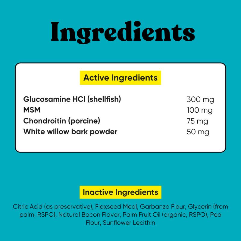 Embark Joint - Hip & Joint Support for Dogs - Vet-Backed Chews for Mobility & Comfort - Natural Ingredients & Bacon Flavor Supplements