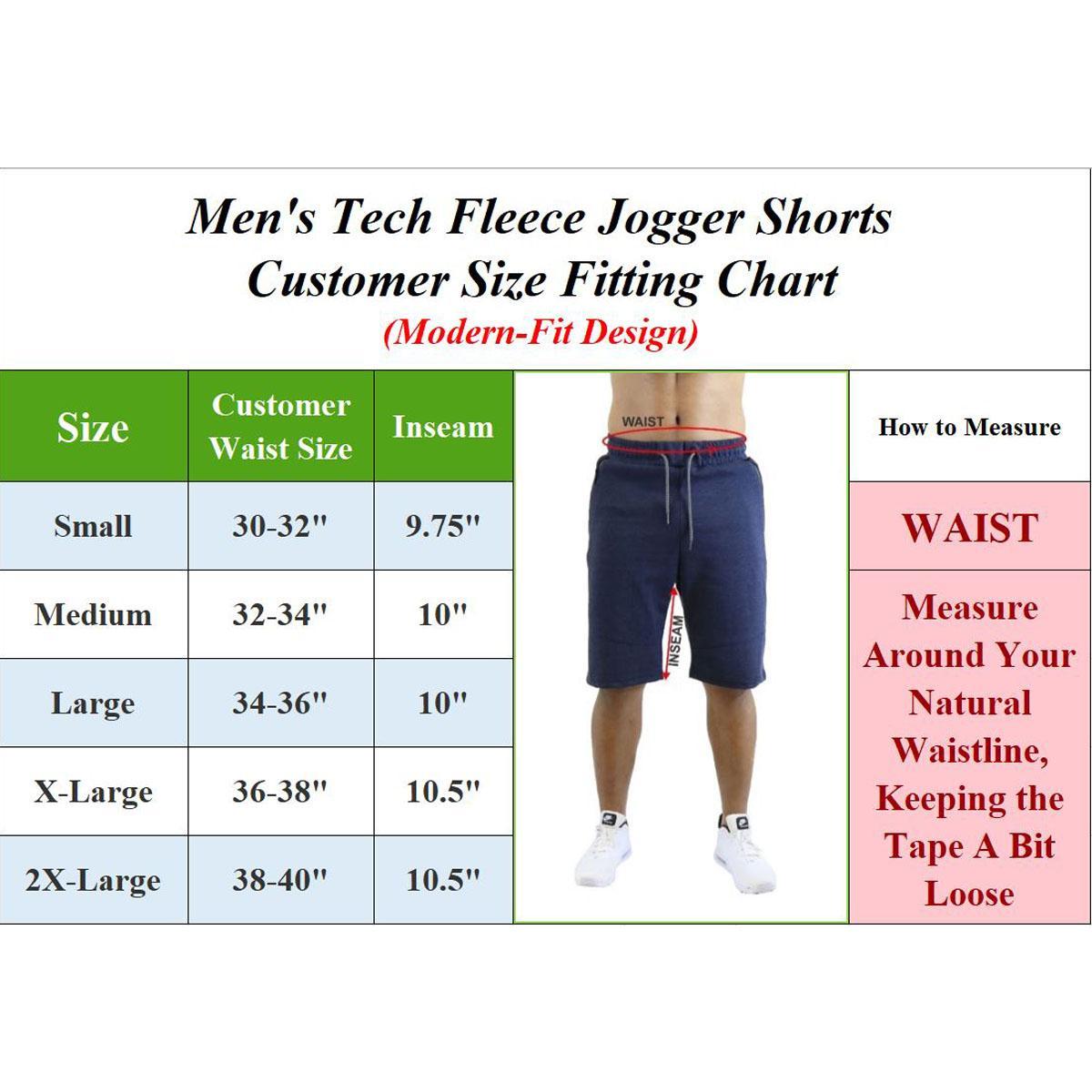3-Pack Men's Tech Fleece Performance Shorts With Heat Seal Zipper Pocket - Sizes S-M-L