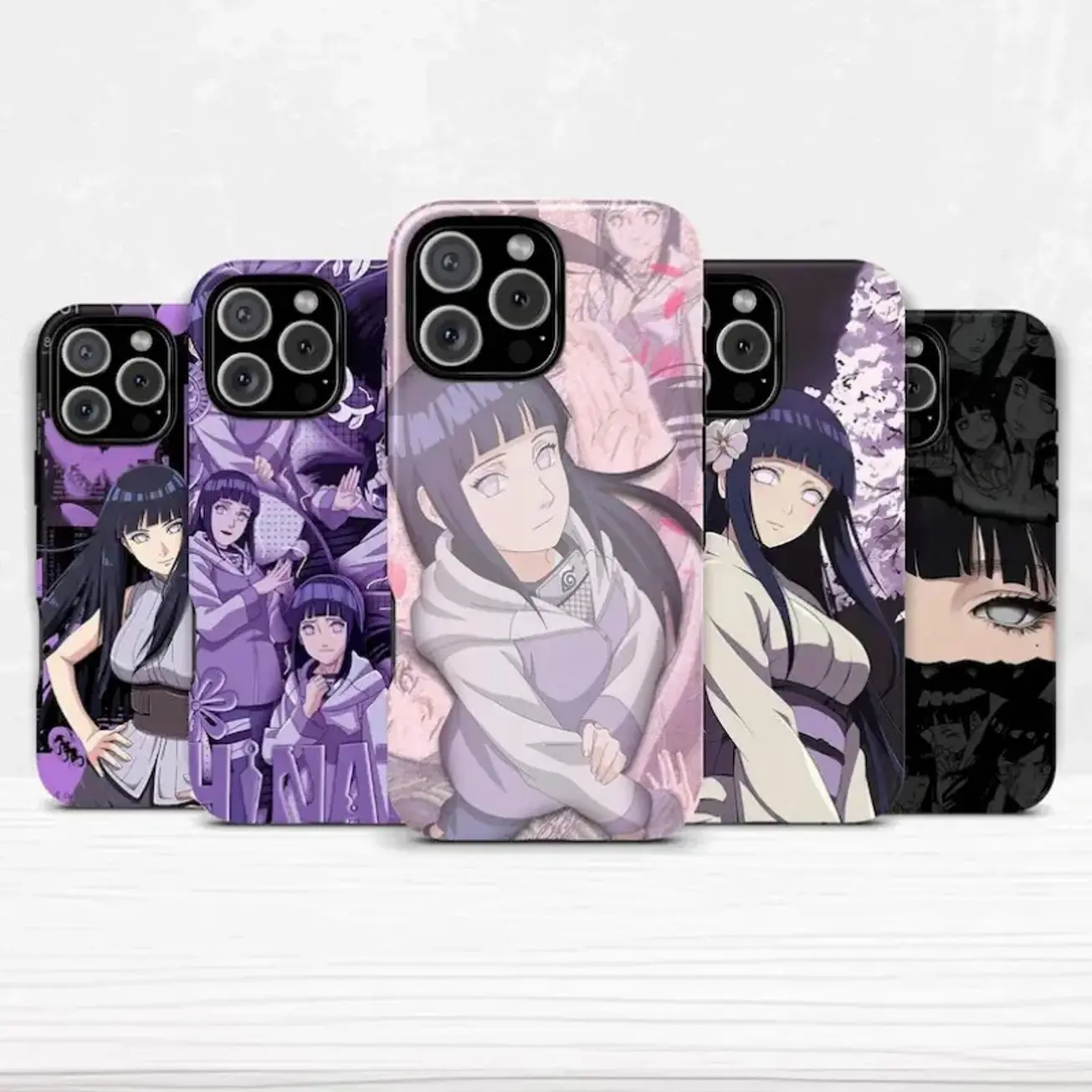 Naruto Hinata Anime Phone Case for iPhone 11-17 Pro Max, Dual Layer Shockproof Protective Cover, Manga Character TPU Armor Case, Cosplay Gift for Anime Fans