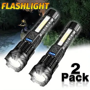 Multifunctional Edc Outdoor and Camping Light, Adjustable Tactical Flashlights, High Lumen Bright, Rechargeable Zoom, Sos Alarm, Adventure Travel Hiking Fishing