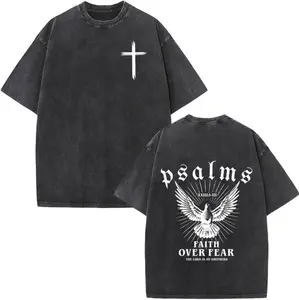 Vintage Graphic Christian Jesus Psalms Bible Verse Tee Men Women Fashion Vintage Oversized T Shirts Cotton T-shirt graphic tee men gifts merch